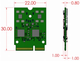 Mechanical Drawing - Coral TPU M.2 Dual Edge Accelerator Module